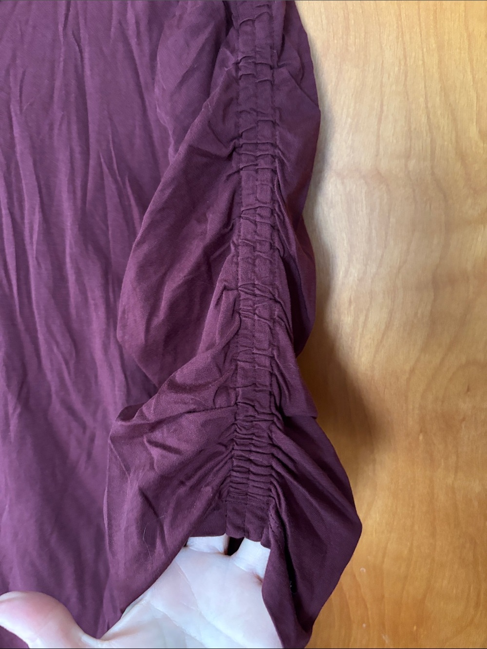 Veronica Beard Wine Ruched-Sleeve Long Sleeve Tee - Picture 3 of 5